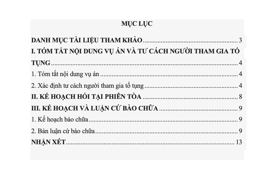 Mục lục Bài thu hoạch hình sự 16 Vũ Đức Thắng
